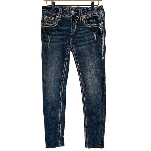 Rock Revival Arella Skinny Raw Hem Jeans Size 27 - Picture 1 of 8